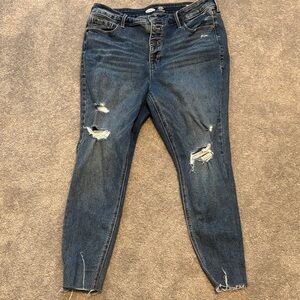 Old Navy Dark Blue Distressed Women's Ankle Jeans